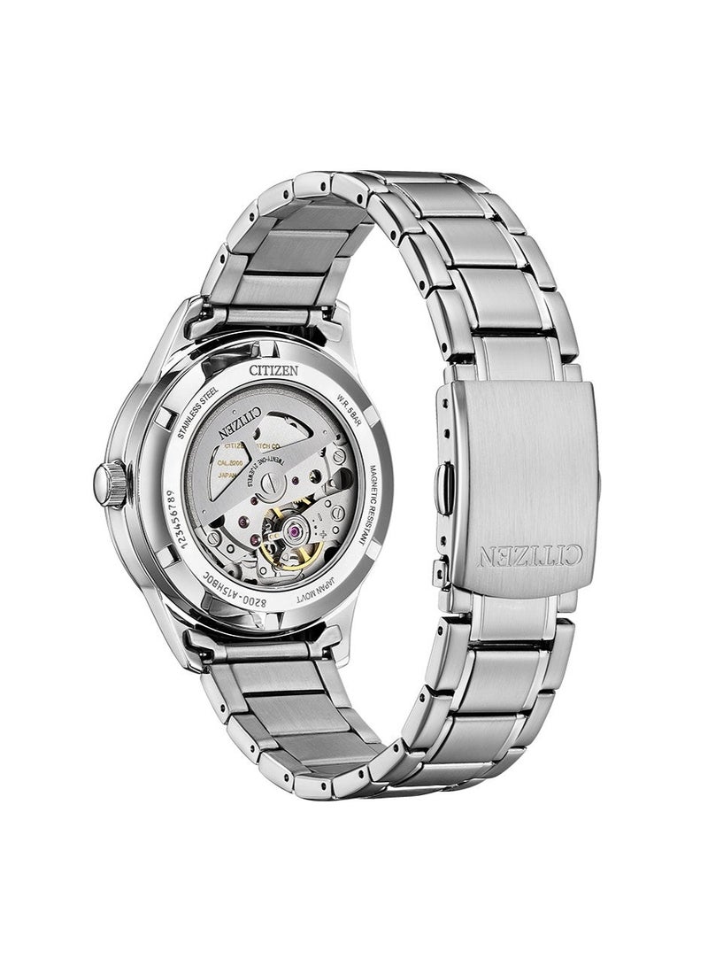 سيتيزن Mechanical Men's Watch NY4060-51L, 40 mm Blue Dial, Stainless Steel Case & Bracelet, 100 m WR - Image 3