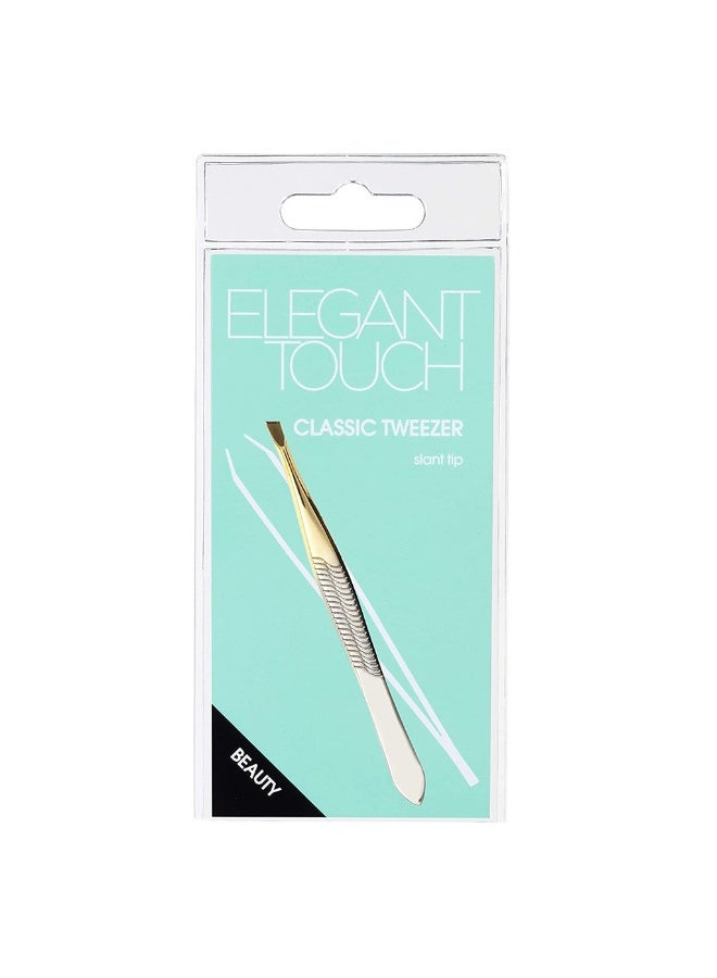 ELEGANT TOUCH Gold Tip Classic Tweezer with Slanted End, Pack of 1's