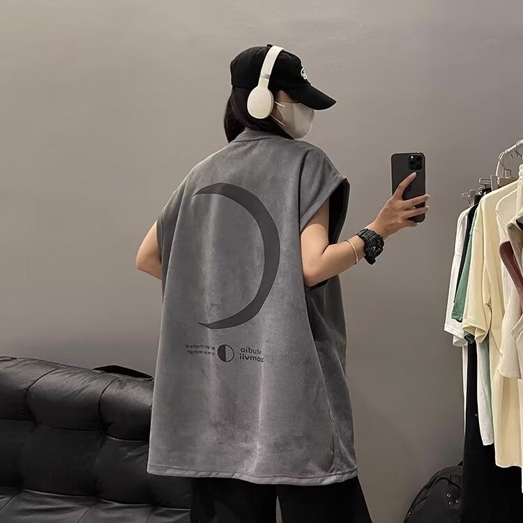 Military Green Vest Mens Summer American Style Retro Trendy Brand Plump Handsome Heavy Suede Sleeveless T-Shirt Sports Waistcoat Green - Image 2