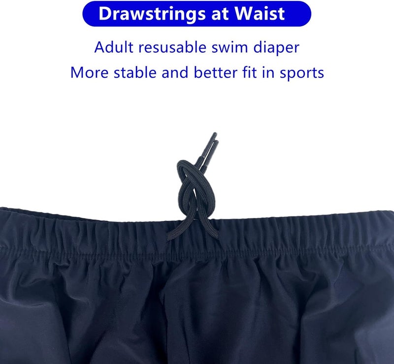 AQX Reusable Adult Swim Diapers Special Needs Washable Cloth Diapers Leakproof Swimmers Nappy Trunks Pull Ups for Incontinence Protection Unisex M Blue - Image 4