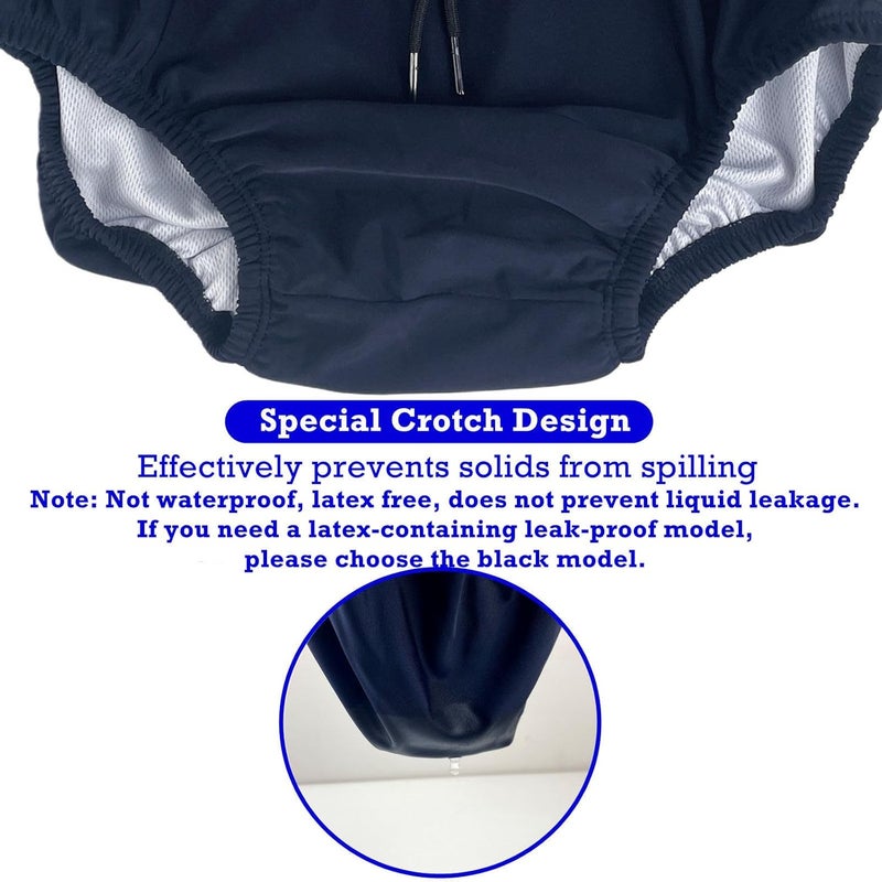 AQX Reusable Adult Swim Diapers Special Needs Washable Cloth Diapers Leakproof Swimmers Nappy Trunks Pull Ups for Incontinence Protection Unisex M Blue - Image 3