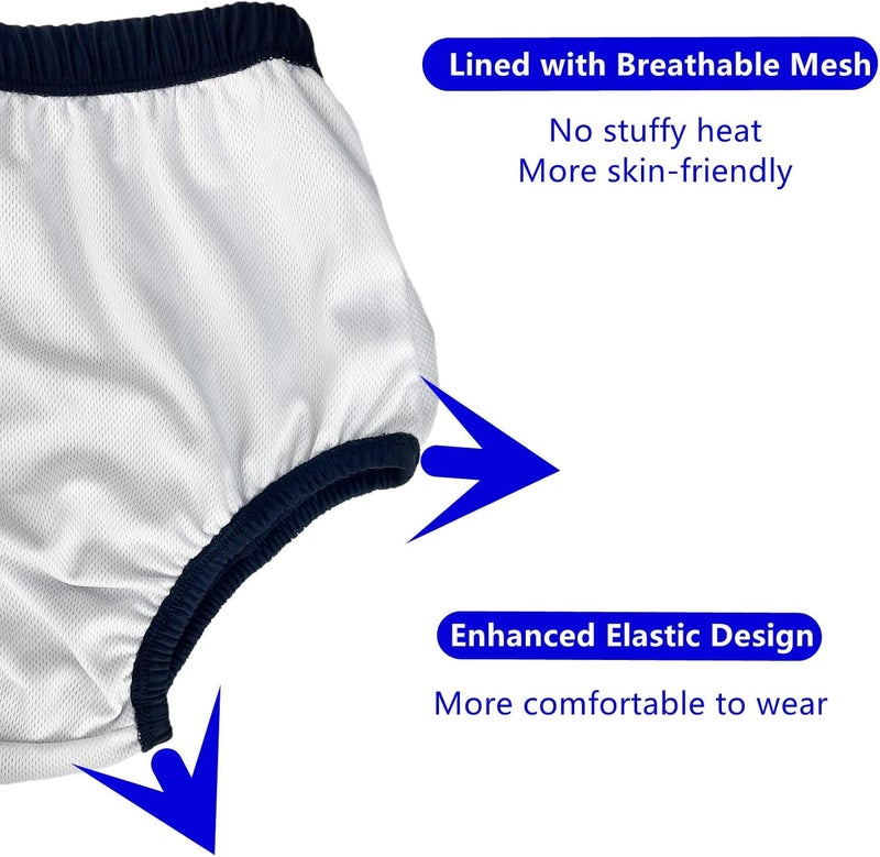 AQX Reusable Adult Swim Diapers Special Needs Washable Cloth Diapers Leakproof Swimmers Nappy Trunks Pull Ups for Incontinence Protection Unisex M Blue - Image 5