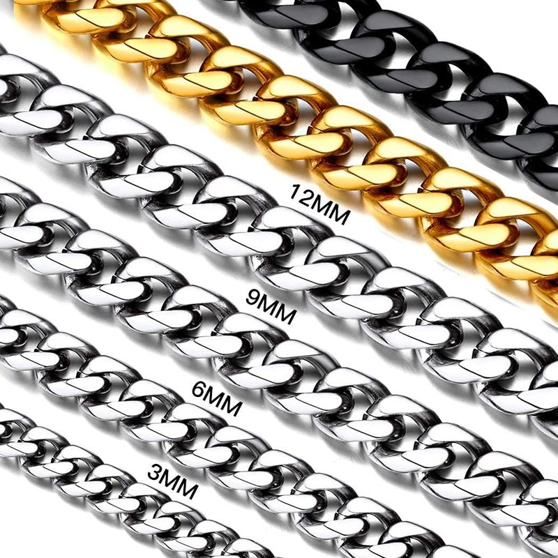 Suplight 6mm 316L Stainless Steel Miami Cuban Chains Necklaces Hip Hop Punk Jewelry Waterproof Curb Cuban Link Chain Necklace for Men & Women 20 inches - Image 1