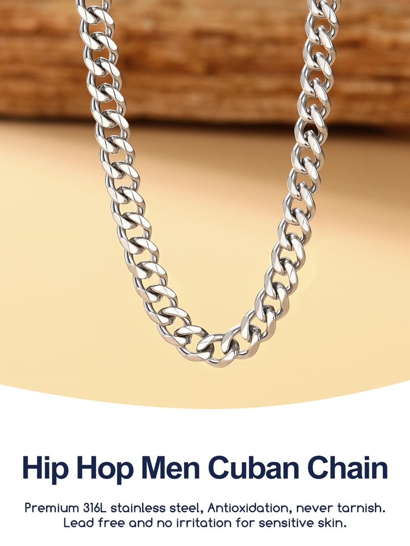 Suplight 6mm 316L Stainless Steel Miami Cuban Chains Necklaces Hip Hop Punk Jewelry Waterproof Curb Cuban Link Chain Necklace for Men & Women 20 inches - Image 3