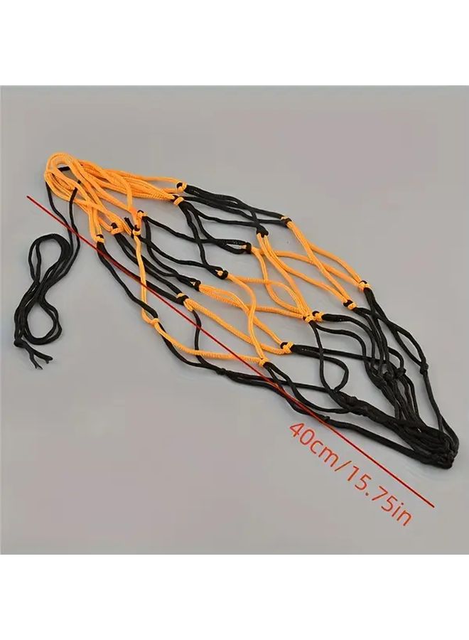 4 Pieces Polyester Woven Net Ball Bag Yellow Black Portable Sports Ball Carrier With Secure Laces Fit For Basketball Football Volleyball Training Outdoor Sports Gear Compact Storage Reinforced Stitching Gym Equipment - Image 2