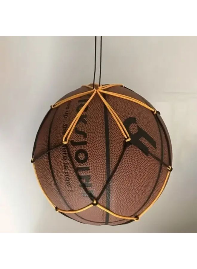 4 Pieces Polyester Woven Net Ball Bag Yellow Black Portable Sports Ball Carrier With Secure Laces Fit For Basketball Football Volleyball Training Outdoor Sports Gear Compact Storage Reinforced Stitching Gym Equipment - Image 3