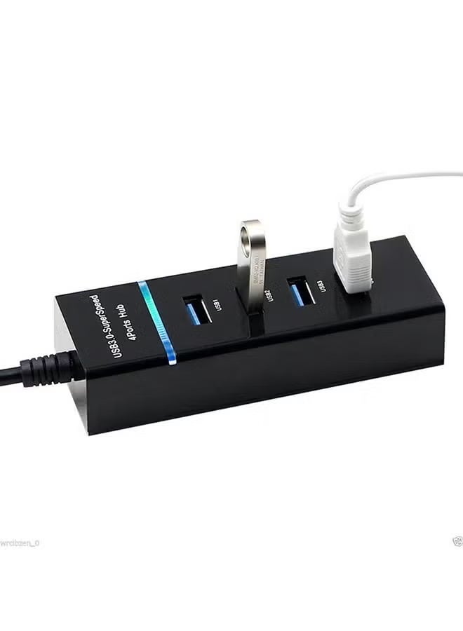 HoneyBee 4 Port USB 3.0 Hub Super Speed 5 Gbps Converter Cable Adapter Black - Image 3