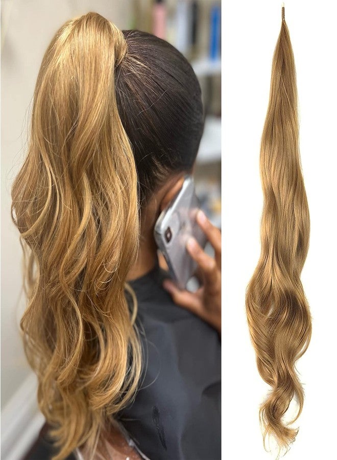 Chicmoi Blonde Ponytail Extainson 32 Inch Flexible Wrap Around Ponytail Hair Extension Honey Blonde Long Wavy Pony Tails hair Extension Synthetic Hairpieces For Women and Girls - Image 1