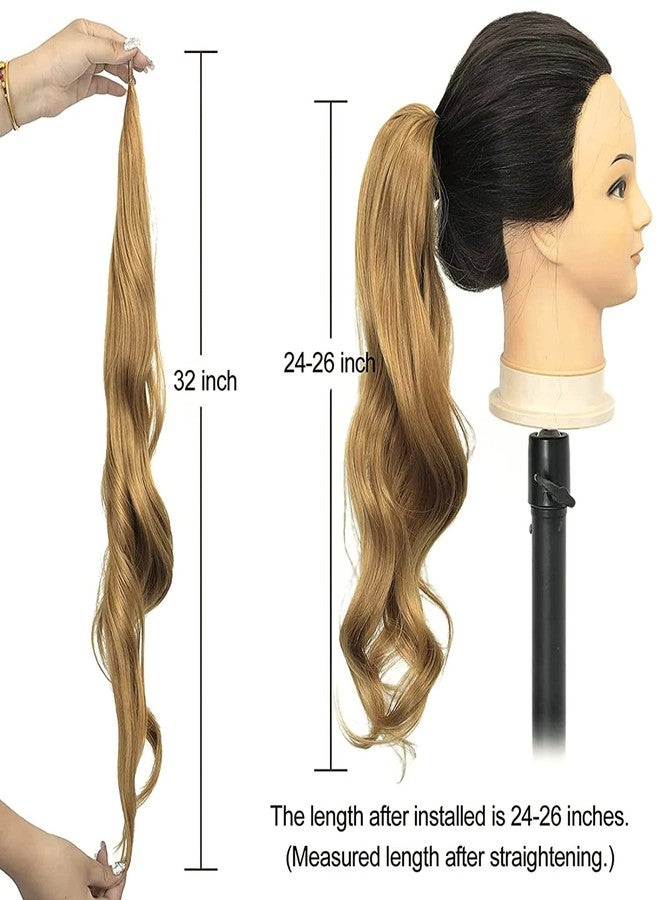Chicmoi Blonde Ponytail Extainson 32 Inch Flexible Wrap Around Ponytail Hair Extension Honey Blonde Long Wavy Pony Tails hair Extension Synthetic Hairpieces For Women and Girls - Image 5