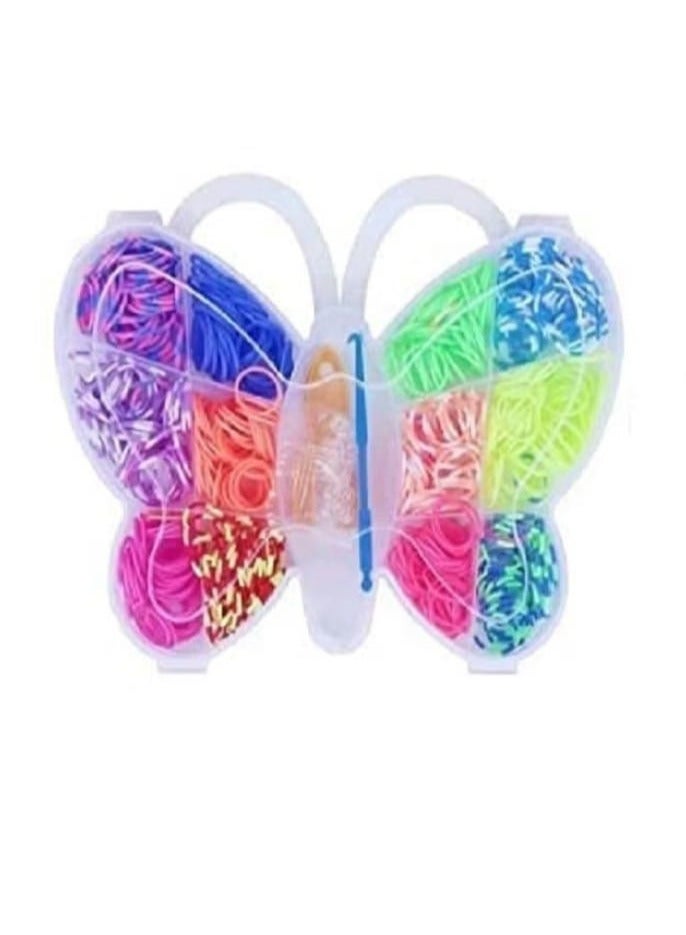 Gifting Circle Loom Rubber Band Kit for DIY Crafts, 12 Colored Loom Band Set with Butterfly Design Case - Image 1
