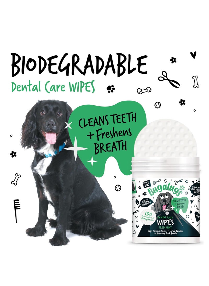 BUGALUGS Dog Breath Freshener Dog Teeth Wipes Dog Plaque Remover Dog Wipes and tartar remover for teeth Dog Teeth Cleaning Product No Dog Toothbrush And Toothpaste Brushing Needed Dog 100 Wipes - Image 2