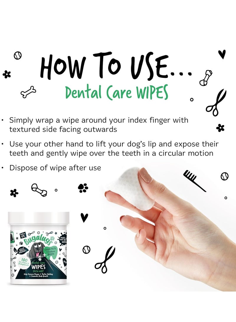 BUGALUGS Dog Breath Freshener Dog Teeth Wipes Dog Plaque Remover Dog Wipes and tartar remover for teeth Dog Teeth Cleaning Product No Dog Toothbrush And Toothpaste Brushing Needed Dog 100 Wipes - Image 5