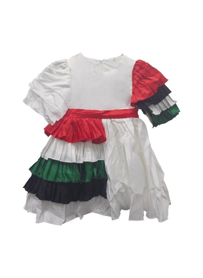 المنزل الذكي هوم سمارت فستان أبيض بنقشة علم اليوم الوطني للبنات احتفلي باليوم الوطني لدولة الإمارات العربية المتحدة بأناقة الزي الوطني لدولة الإمارات العربية المتحدة للمناسبات الوطنية الاحتفالية - Image 4