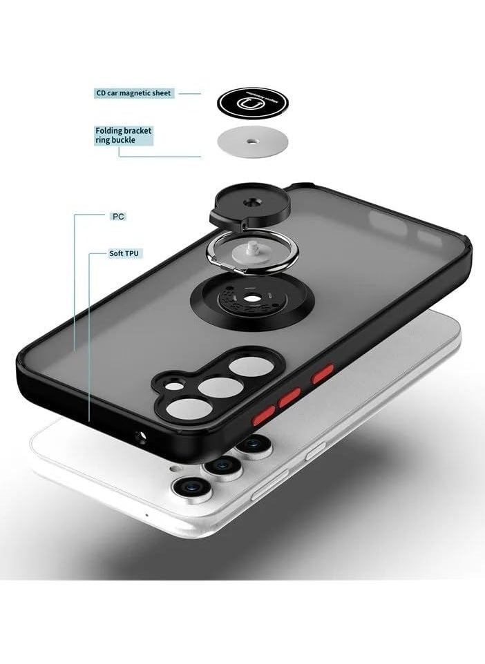 TWEGGON Samsung Galaxy A15 5G Case Protective Back Cover Metal Ring Case for Samsung A15 5G Black  - Image 2