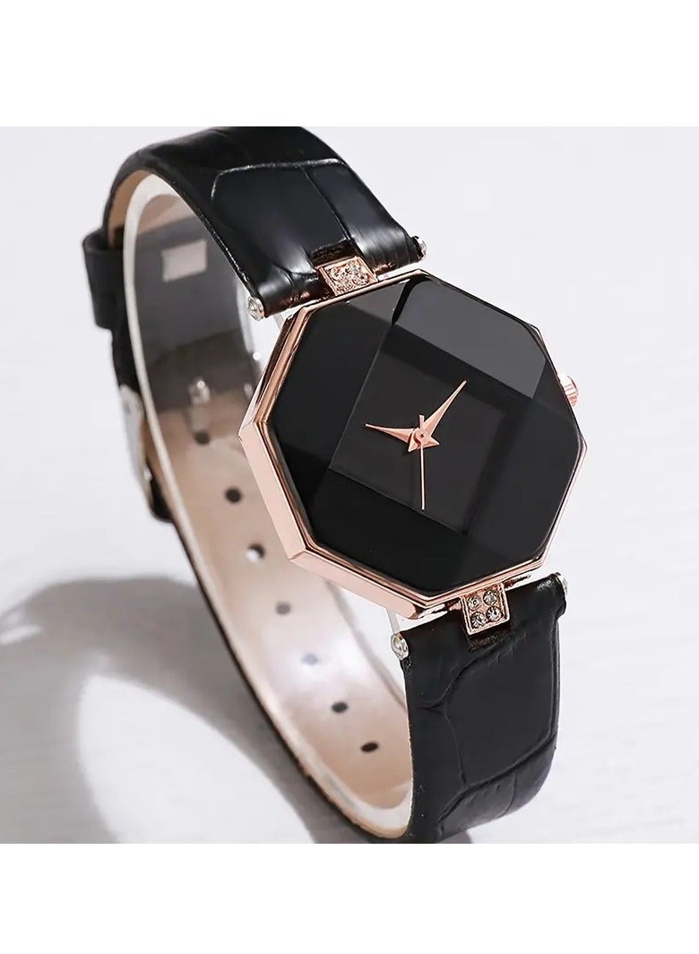 ليشب النساء الراينستون قطع الجلد التناظرية ساعة الماس اتصل الساعة الأنيقة للنساء الجلد الكوارتز الموضة السيدات ساعة المعصم الماء عرض التناظرية - Image 3