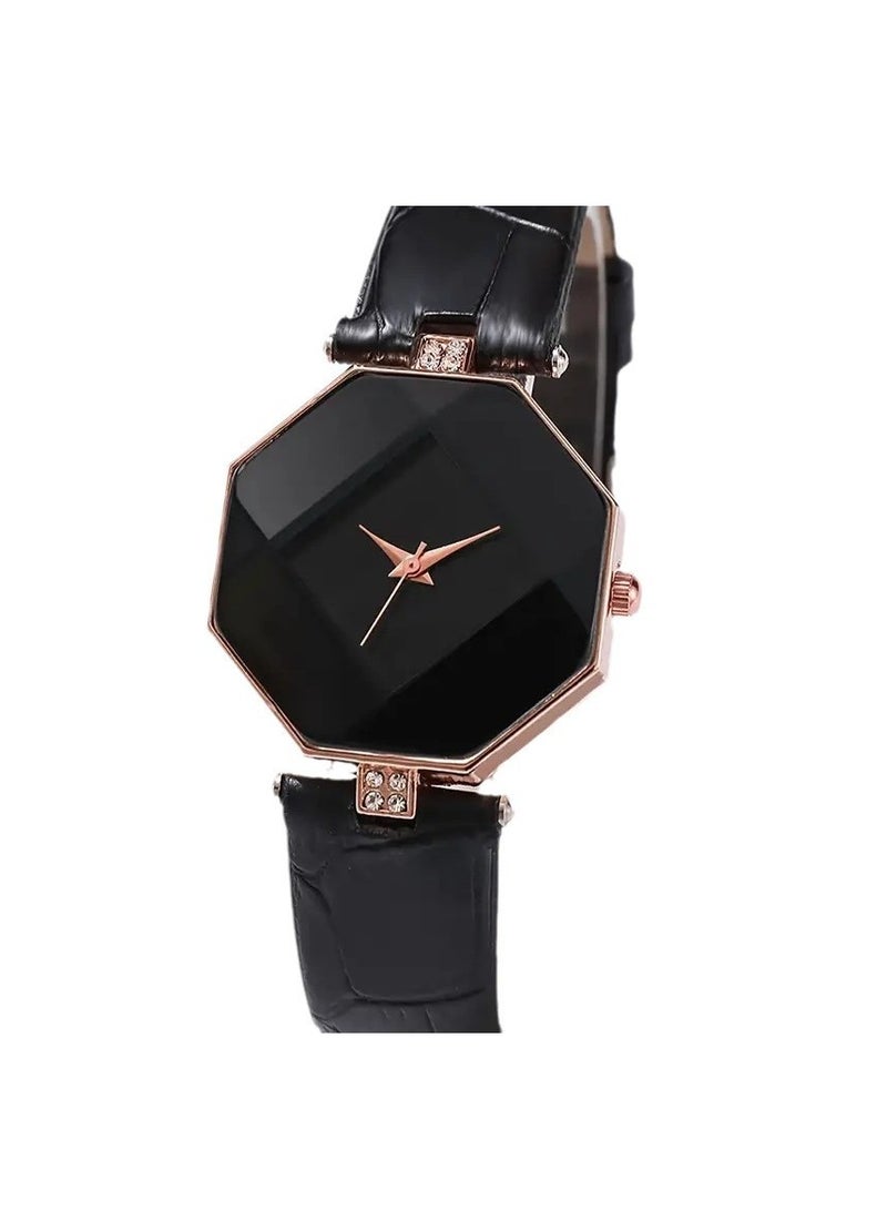 ليشب النساء الراينستون قطع الجلد التناظرية ساعة الماس اتصل الساعة الأنيقة للنساء الجلد الكوارتز الموضة السيدات ساعة المعصم الماء عرض التناظرية - Image 4