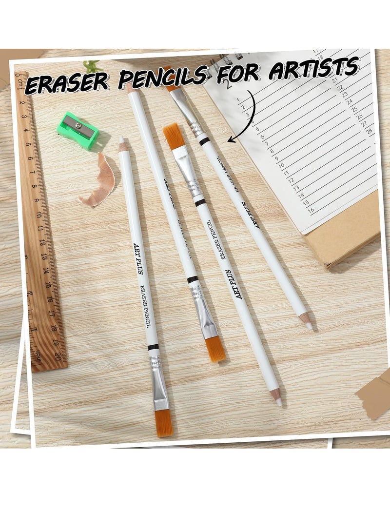 Excefore Eraser Pencils, 12Pcs Eraser Pencil With Brush, for Artists Beginner Eraser Pencils for Sketching Charcoal Drawings Highlight Painting - Image 5