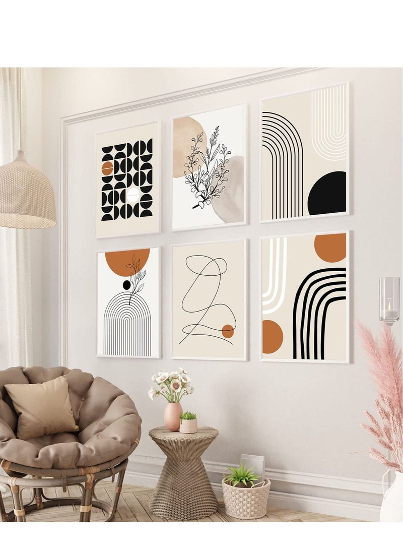 SYOSI Art Wall Decor 6 Pcs Abstract Geometric Line Art Prints for Living Room, Bedroom, and Gallery Exhibition - Image 2