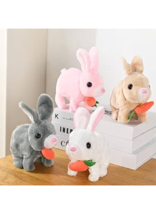 Interactive electronic stuffed bunny toy with sounds, a bunny that jumps with its nose and holds a carrot, a perfect gift for toddlers' birthdays. - Image 2