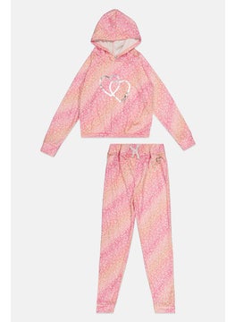 Kids Girl 2 Pieces Brand Logo Sweatshirt And Pant Set, Pink