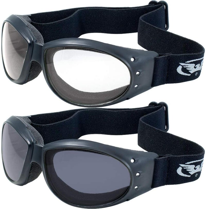 Global Vision 2 Eliminator Motorcycle Goggles with Clear and Smoke Tinted Lenses - Image 1