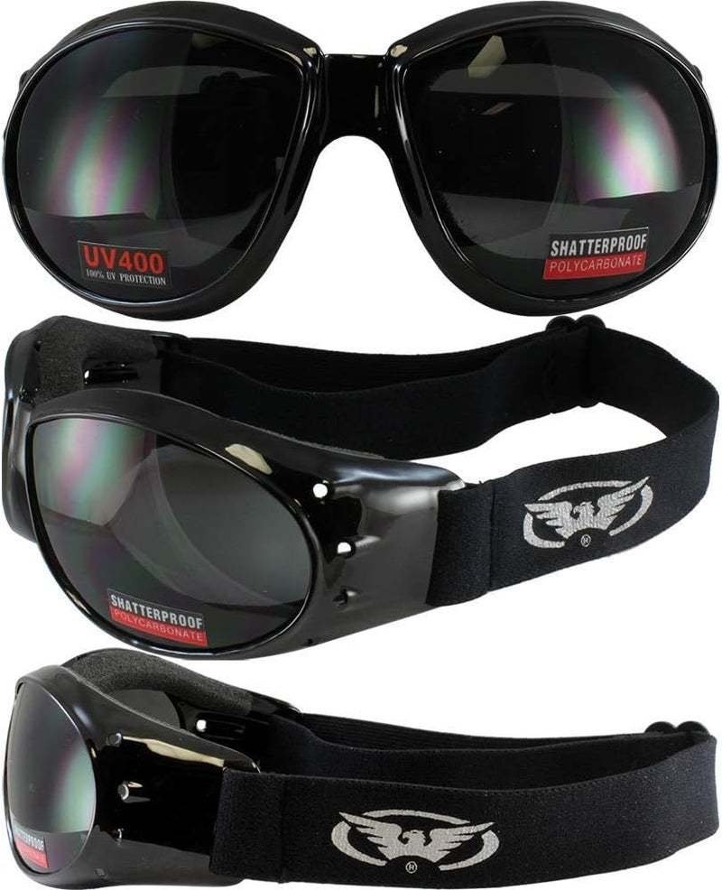 Global Vision 2 Eliminator Motorcycle Goggles with Clear and Smoke Tinted Lenses - Image 3