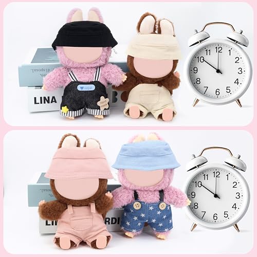 QUPIVA 15cm-17cm Dolls Clothes with Adjustable Straps & Cute Hat for Girls, Summer Overalls Outfits Clothing Set for 17 CM Doll, Cute Fashion Ropa De for Have a Seat Doll Daily Wear-Pink - Image 2