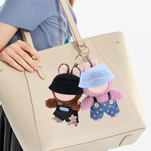 QUPIVA 15cm-17cm Dolls Clothes with Adjustable Straps & Cute Hat for Girls, Summer Overalls Outfits Clothing Set for 17 CM Doll, Cute Fashion Ropa De for Have a Seat Doll Daily Wear-Pink - Image 5