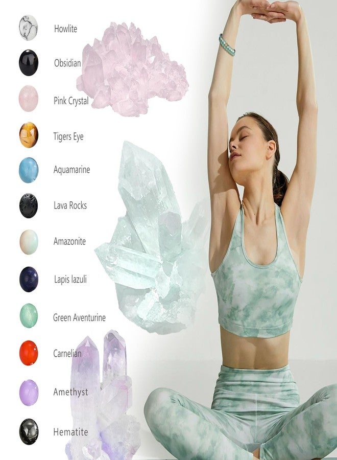 EIELO أساور كريستال ستون EIELO 12 قطعة للنساء والرجال من الأحجار شبه الكريمة 8 مم مجموعة أساور خرز كريستالية طبيعية للطاقة هدية مجوهرات - Image 2