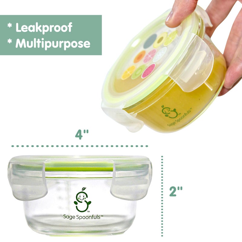 Sage Spoonfuls Glass Baby Food Containers with Lids - 4 Pack, 7 oz Baby Food Jars, Durable, Leakproof & Airtight, Freezer Storage, Reusable Glass Baby Food Containers, Microwave & Dishwasher Safe - Image 5