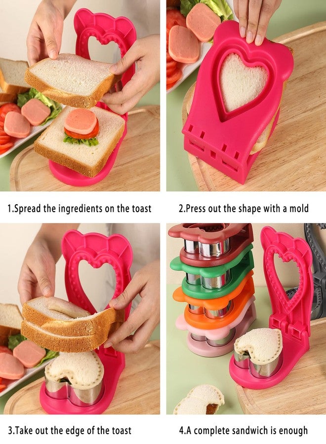 GZLT Uncrustable Sandwich Cutter and Sealer Set, 2-Pack Stainless Steel Crustless Sandwich Maker, Kitchen Press Mold for Peanut Butter Jelly, Sandwich Cutters for Kids Lunchboxes (Light Blue and Red) - Image 3