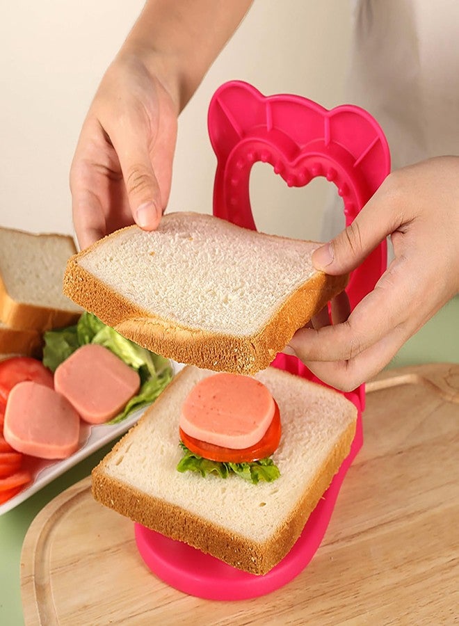 GZLT Uncrustable Sandwich Cutter and Sealer Set, 2-Pack Stainless Steel Crustless Sandwich Maker, Kitchen Press Mold for Peanut Butter Jelly, Sandwich Cutters for Kids Lunchboxes (Light Blue and Red) - Image 2