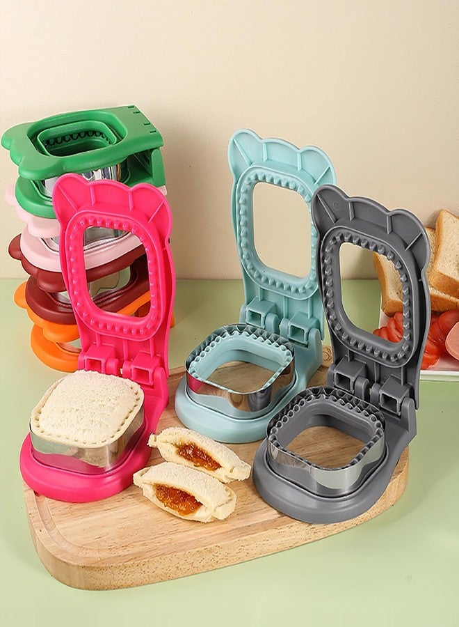 GZLT Uncrustable Sandwich Cutter and Sealer Set, 2-Pack Stainless Steel Crustless Sandwich Maker, Kitchen Press Mold for Peanut Butter Jelly, Sandwich Cutters for Kids Lunchboxes (Light Blue and Red) - Image 4
