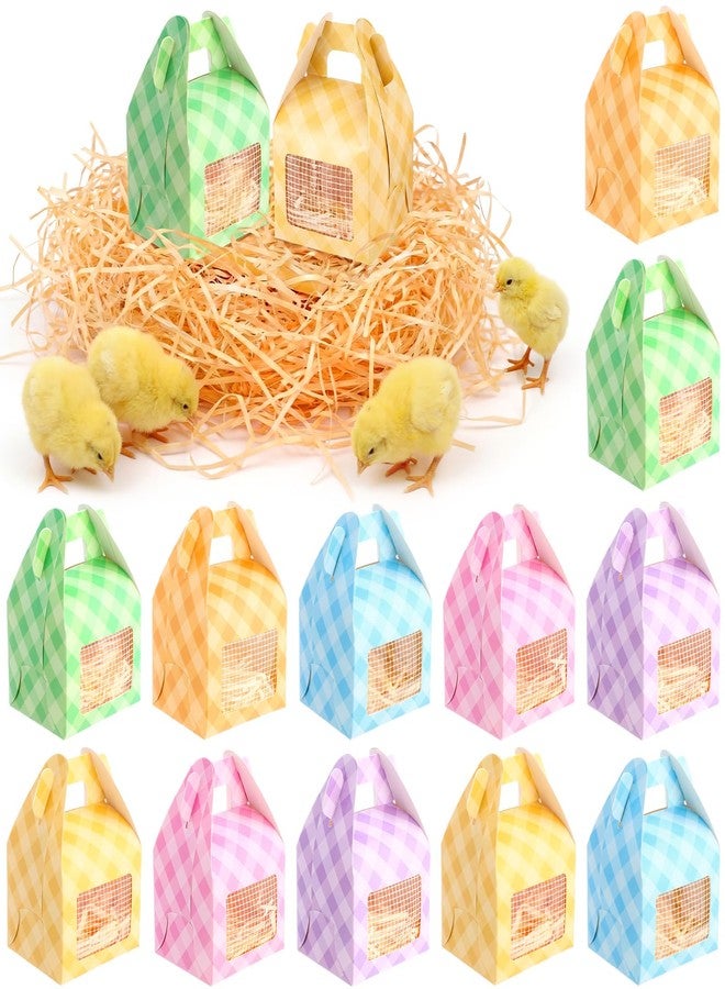 YooNotee 12 Pcs Adopt a Chick Party Favors Farm Animal Easter Party Favor Set Treat Boxes with Window Foldable Treat Boxes with Raffia Grass and Net for Adopt a Farm Animal Easter Basket Fillers - Image 4