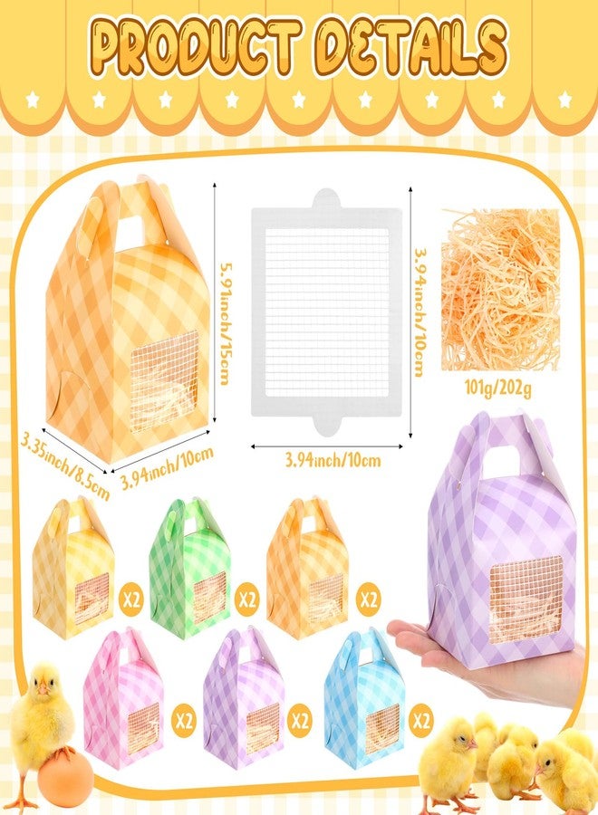 YooNotee 12 Pcs Adopt a Chick Party Favors Farm Animal Easter Party Favor Set Treat Boxes with Window Foldable Treat Boxes with Raffia Grass and Net for Adopt a Farm Animal Easter Basket Fillers - Image 2