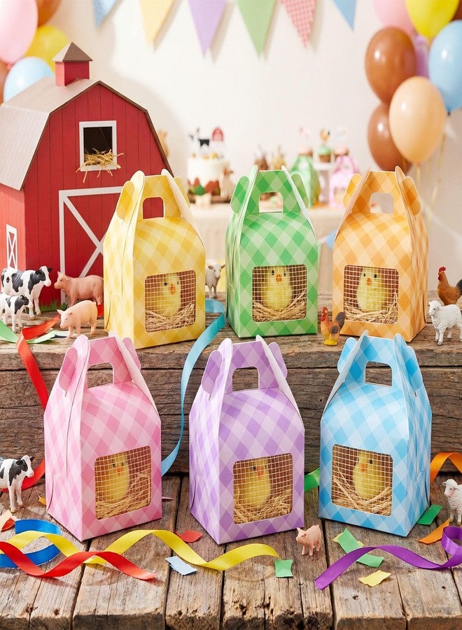 YooNotee 12 Pcs Adopt a Chick Party Favors Farm Animal Easter Party Favor Set Treat Boxes with Window Foldable Treat Boxes with Raffia Grass and Net for Adopt a Farm Animal Easter Basket Fillers - Image 1