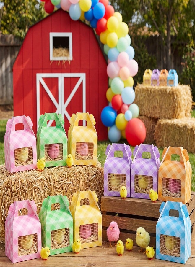 YooNotee 12 Pcs Adopt a Chick Party Favors Farm Animal Easter Party Favor Set Treat Boxes with Window Foldable Treat Boxes with Raffia Grass and Net for Adopt a Farm Animal Easter Basket Fillers - Image 5