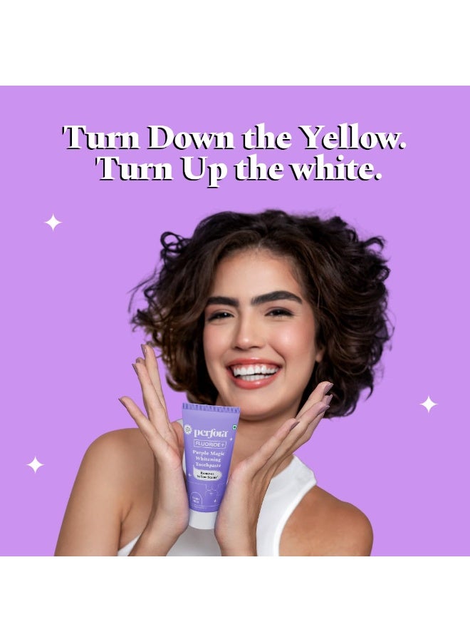 Perfora Teeth Whitening Combo - Whitens Teeth in 1 Use | Enamel-Safe & Sensitivity-Free Oral Care Formula For Tooth Stain Removal | Purple Toothpaste-75gm & Teeth Whitening Strips - Pack of 3 - Image 2