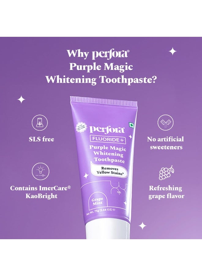 Perfora Teeth Whitening Combo - Whitens Teeth in 1 Use | Enamel-Safe & Sensitivity-Free Oral Care Formula For Tooth Stain Removal | Purple Toothpaste-75gm & Teeth Whitening Strips - Pack of 3 - Image 3