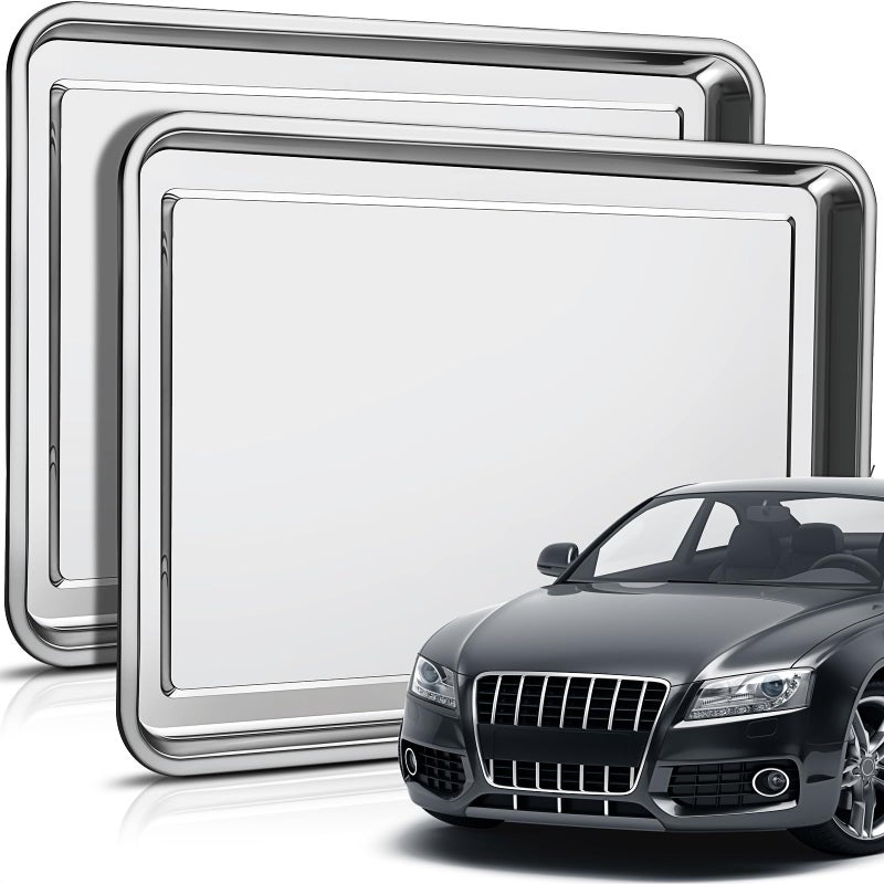 Datanly 2 Pcs Stainless Steel Oil Drip Pan for Under Car 27.56 x 19.69 Inch Automotive Oil Change Pan Silver Rust Resistant Motorcycle Drip Tray Replacement Tray for Garage Floor - Image 3