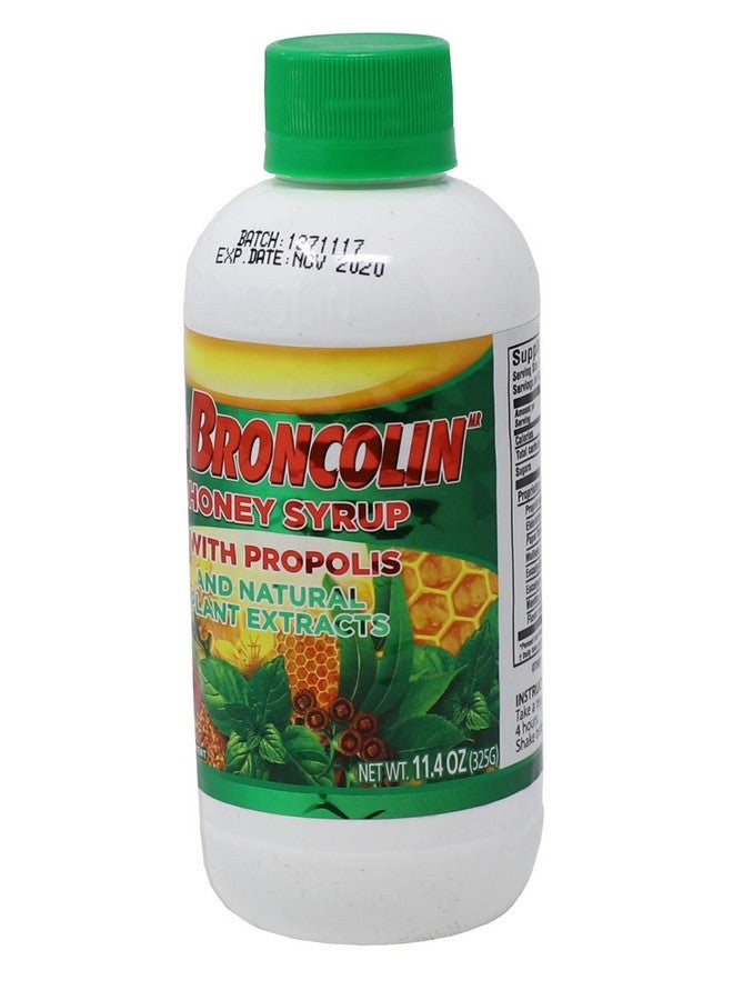 Broncolin Honey Syrup with Propolis, Syrup with Natural Plant extracts to Refresh Your Throat, Natural Ingredients, Elderberry, Eucalyptus, Peppermint Oil, 11.4 Oz, Bottle - Image 1