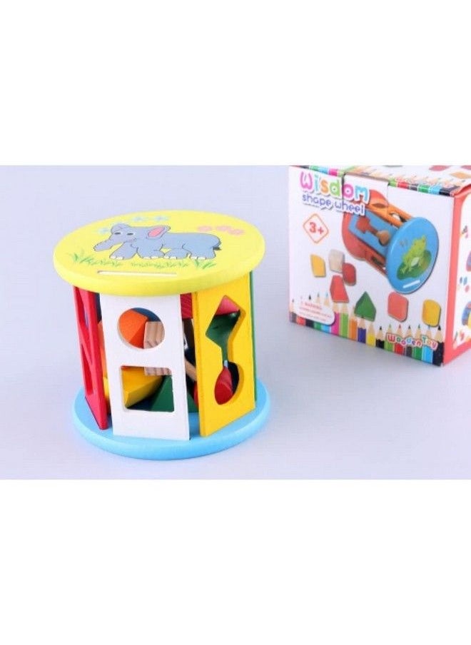 PLUSPOINT - Wooden Shape Wheel Shape Matching Toy Colorful Intelligence And Handeye Coordination Training Toys For Kids (Shapes Wheel) - Image 1