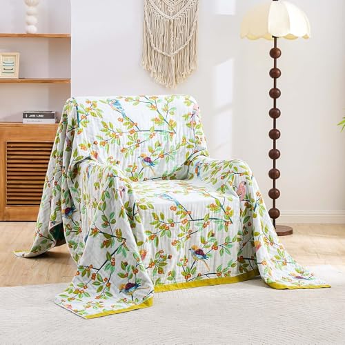 XIBLC Boho Throw Blanket for Bed 100 Cotton Soft Rustic Quilt Fall Blanket 60x80 Floral Printed Farmhouse Decor Bed Blankets All Season Rustic Reversible Bohemian Throw Quilt - Image 3
