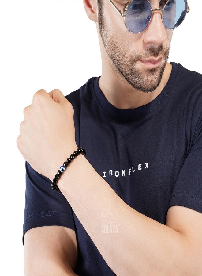 SOLAVA Original Black Tourmaline Bracelet with Lab Certificate for Men and Women with Evil Eye - Natural Energised Black beads Bracelet, Evil Eye Bracelet for Protection- 8MM Beads - Image 5