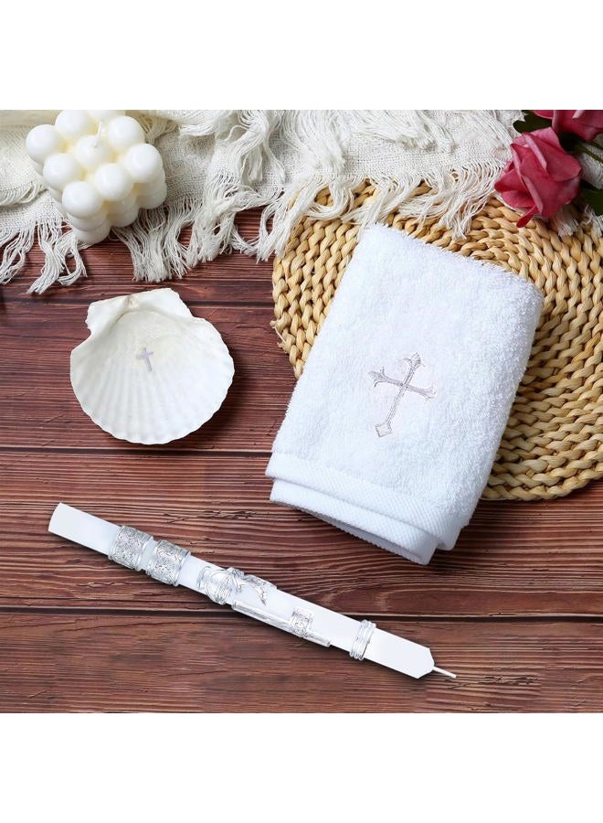 Ohmique Baptism Candle Set for Boys and Girls - Baptism Kit Include Towel, Shell and Baptismal Candle, Velas para bautizo Christening Set Velas para bautizo de niño for Infants Kids - Image 2