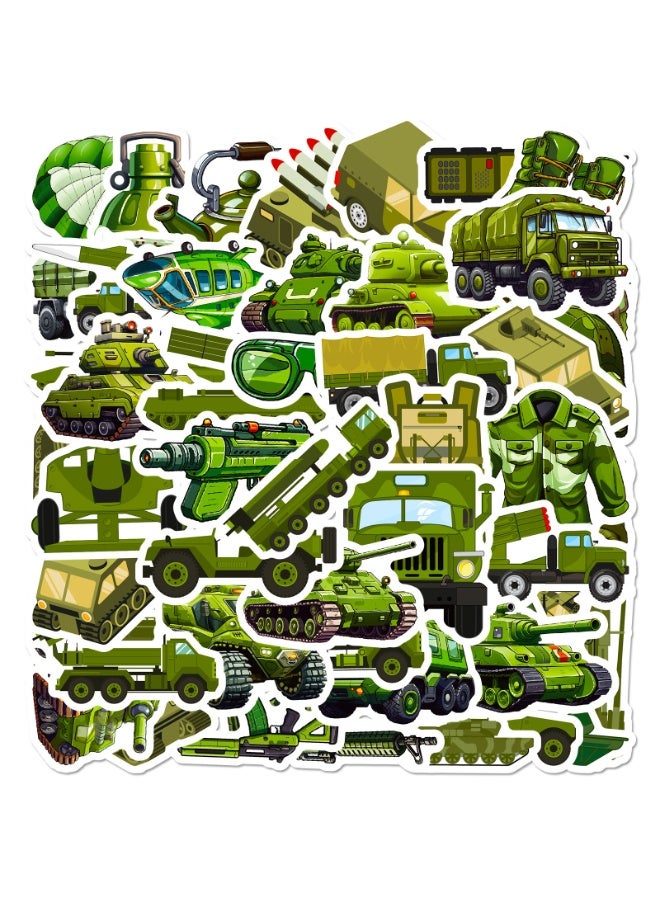 NIBEMINENT 50 Pcs Military Tanks Deco Kit Waterproof Stickers, High Definition Printing Bright Colors, Suitable for Laptop Skateboard Luggage Water Bottle Guitar DIY - Image 2