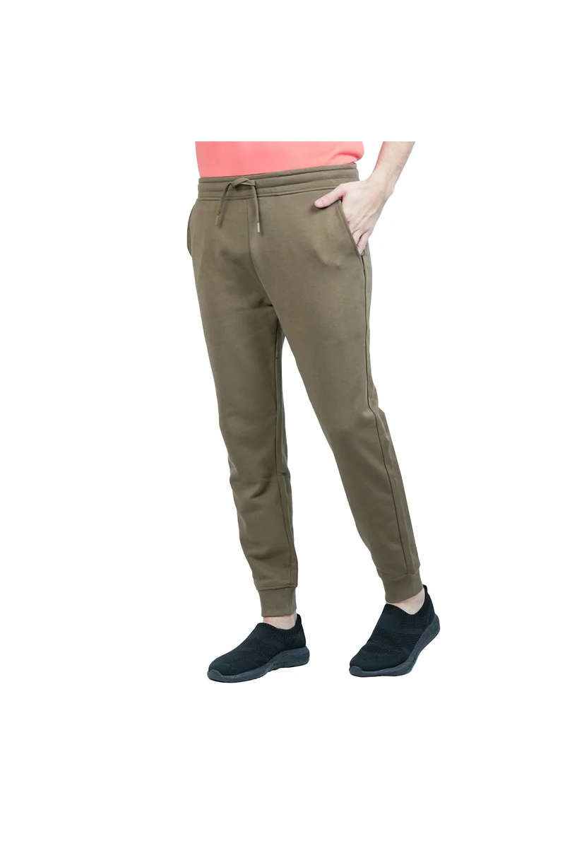 GIORDANO Men's Green French Terry Jogger Pants - Slim Fit