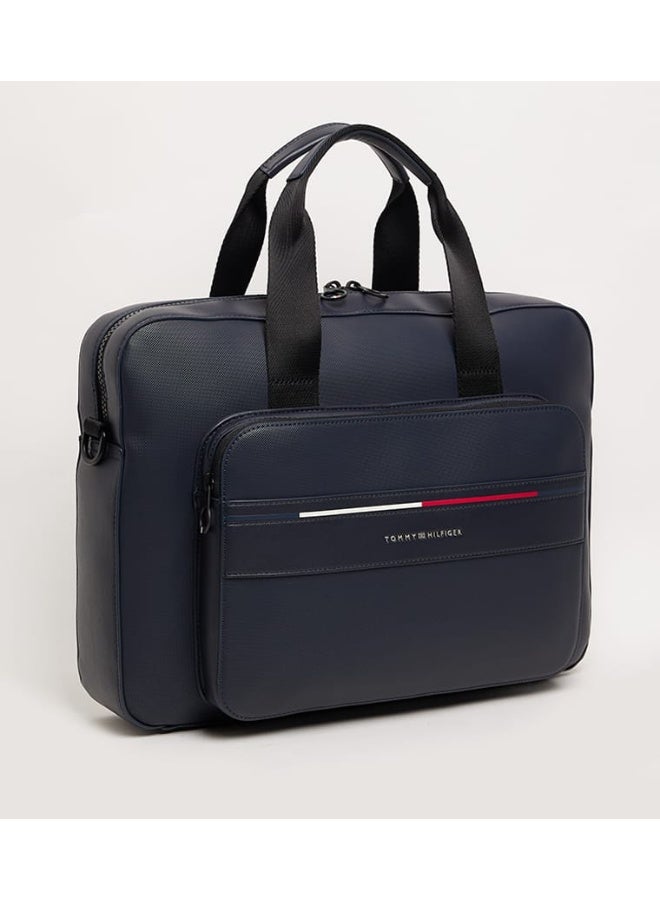 Hilfiger Denim Tommy Hilfiger Navy Laptop Bag for Men – Premium Faux Leather Business Briefcase - Image 2
