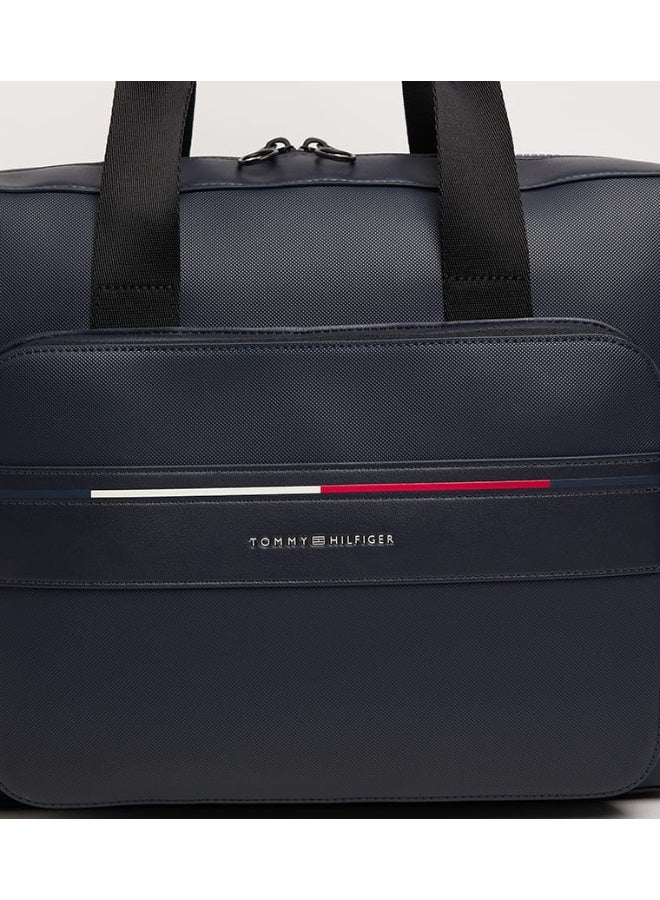 Hilfiger Denim Tommy Hilfiger Navy Laptop Bag for Men – Premium Faux Leather Business Briefcase - Image 4