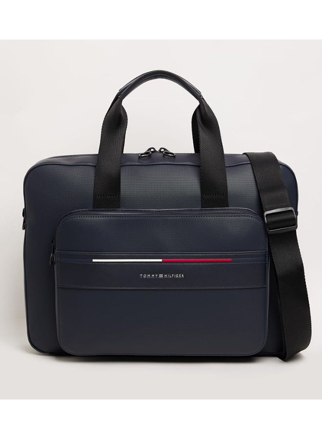 Hilfiger Denim Tommy Hilfiger Navy Laptop Bag for Men – Premium Faux Leather Business Briefcase - Image 1